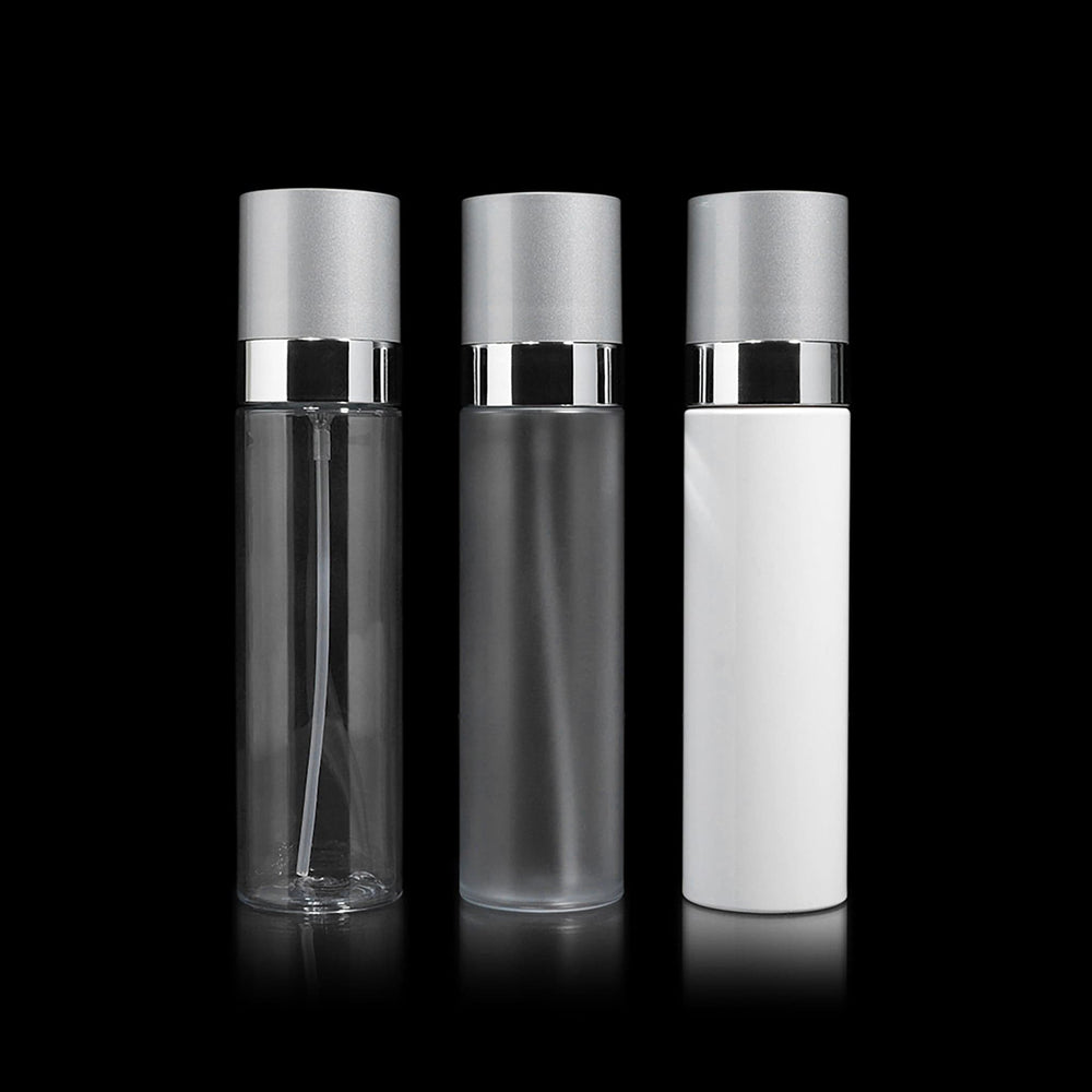 Cloud 100 ML Fine Mist Spray Bottle Clear with Matte Silver Cap - Cosmetic Packaging Now