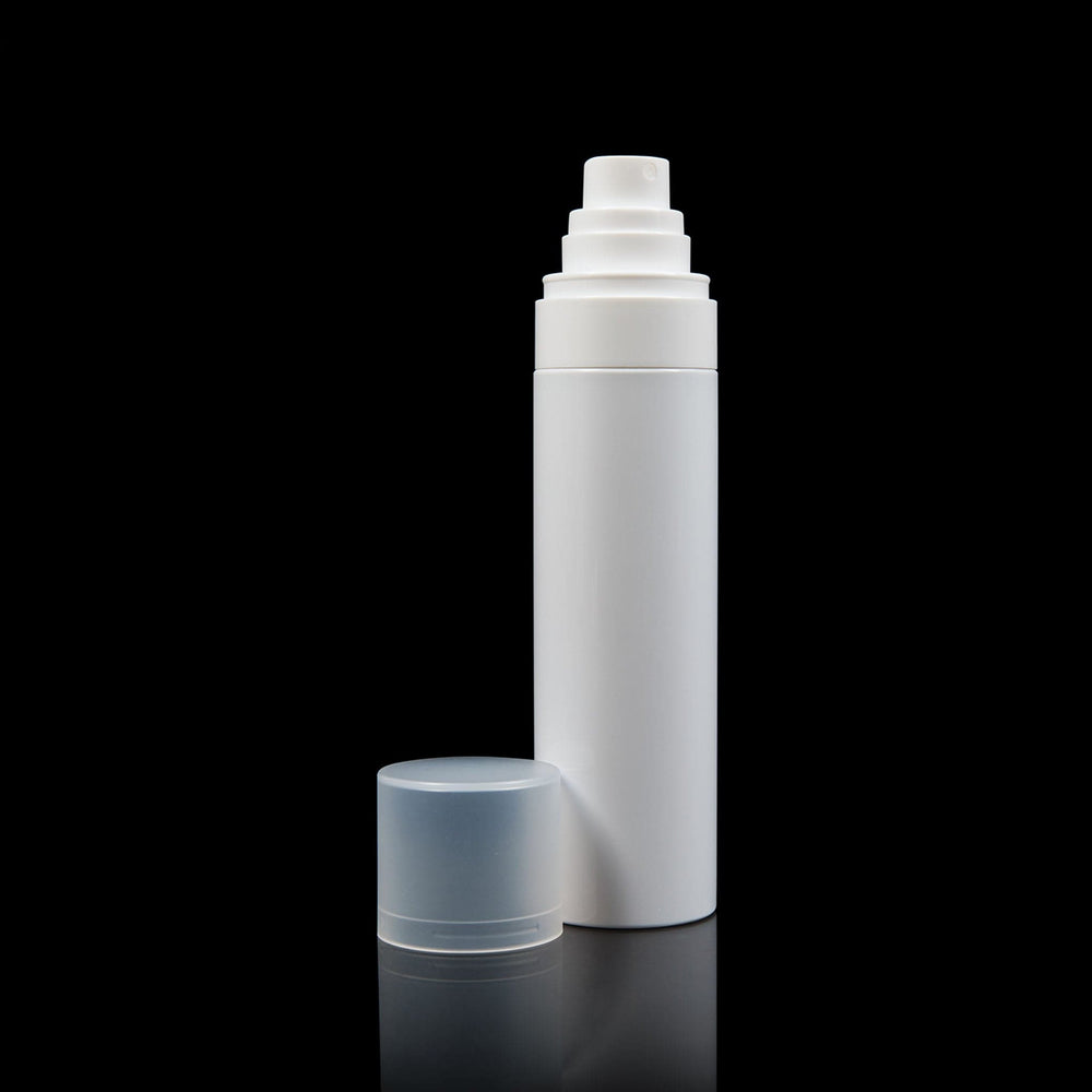 Cloud 100 ML Fine Mist Spray Bottle White with Frosted Clear Cap - Cosmetic Packaging Now