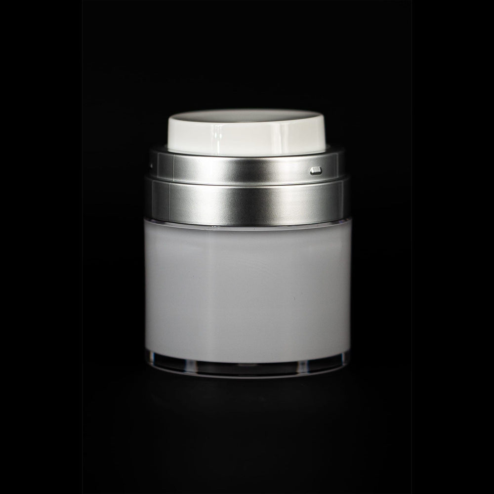 Echo 30 ML Airless Jar with Matte Silver Collar - Cosmetic Packaging Now