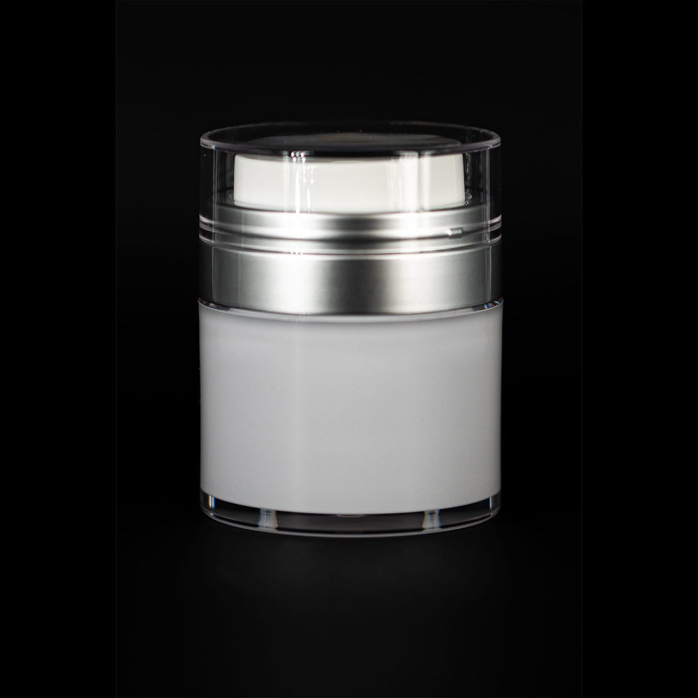 Echo 30 ML Airless Jar with Matte Silver Collar - Cosmetic Packaging Now