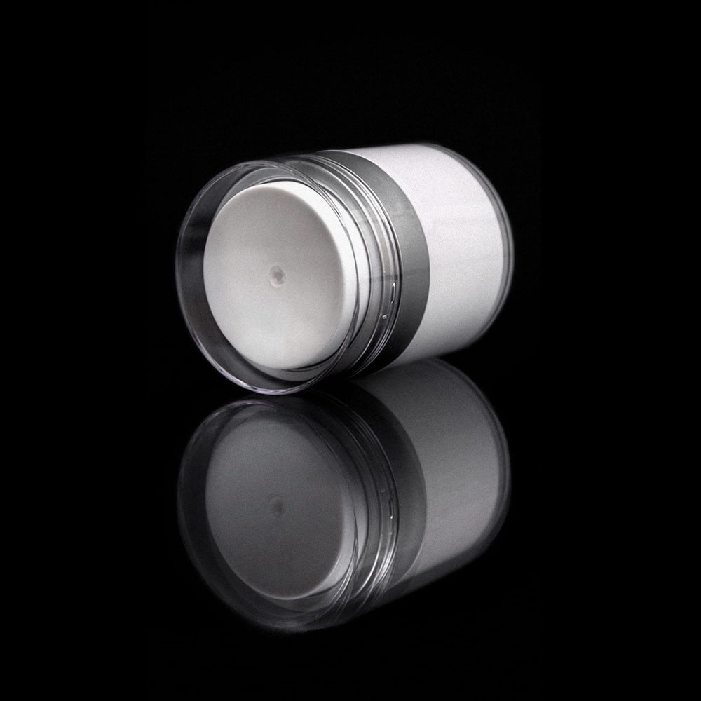 Echo 30 ML Airless Jar with Matte Silver Collar - Cosmetic Packaging Now