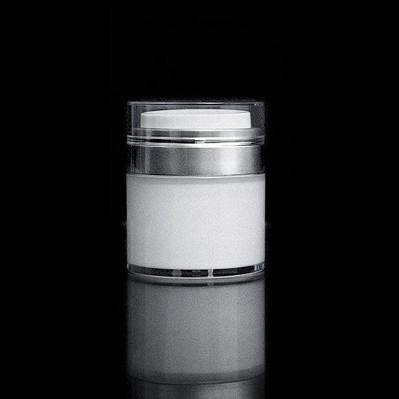 Echo 50 ML Airless Jar with Matte Silver Collar - Cosmetic Packaging Now