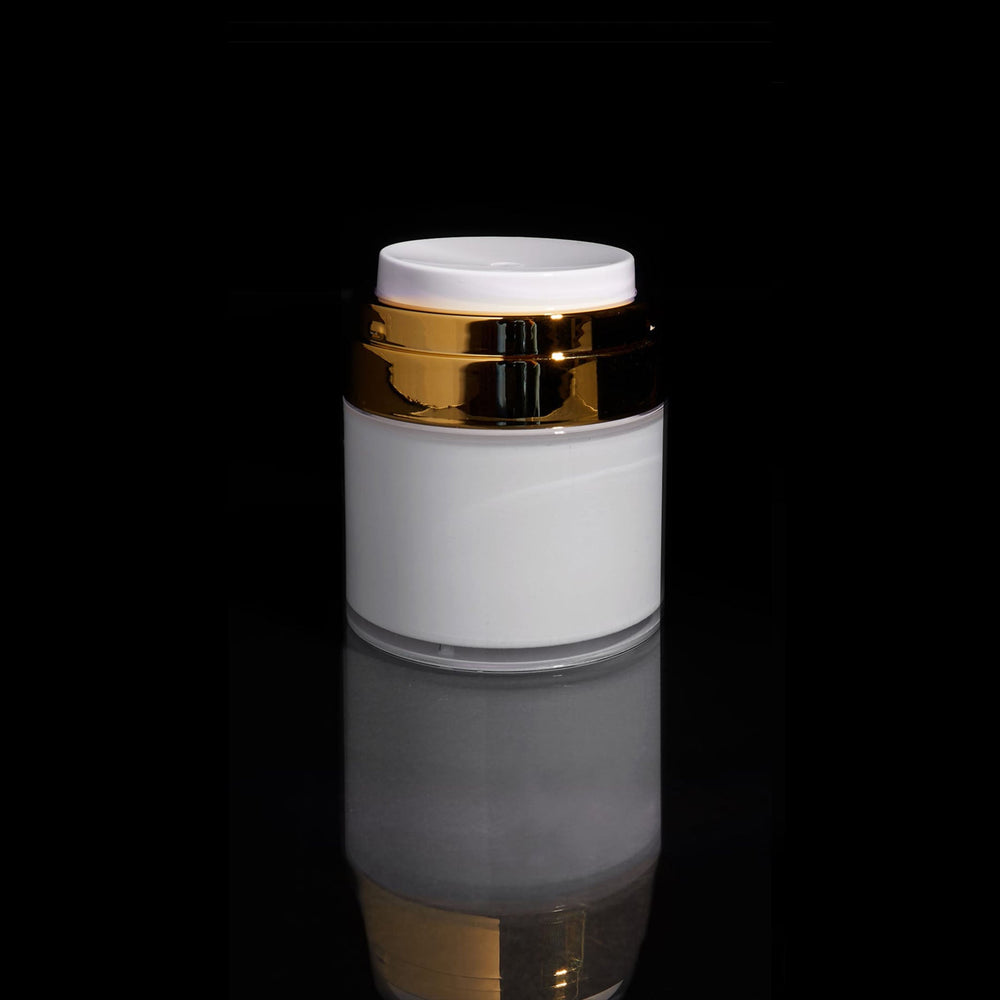 Echo 50 ML Airless Jar with Shiny Gold Collar - Cosmetic Packaging Now