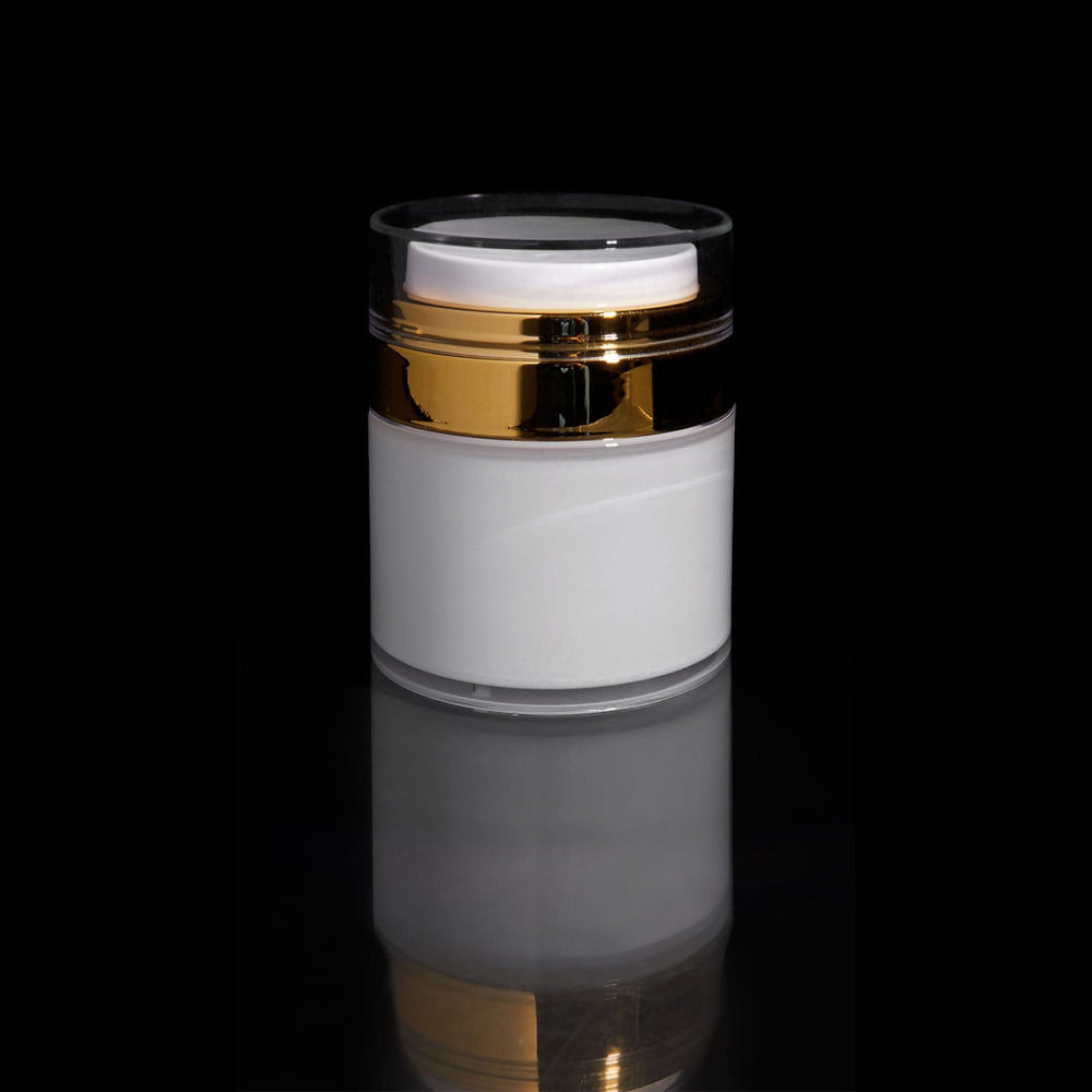 Echo 50 ML Airless Jar with Shiny Gold Collar - Cosmetic Packaging Now