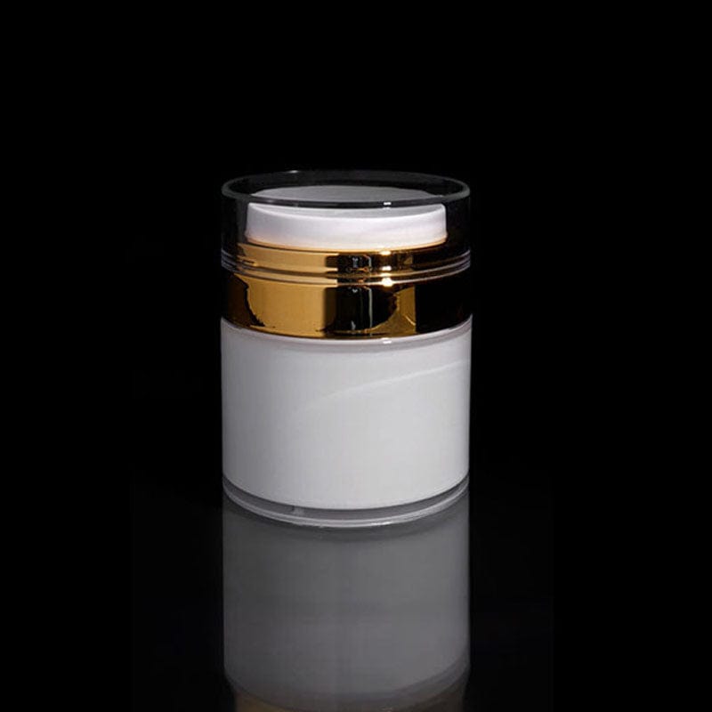 Echo 50 ML Airless Jar with Shiny Gold Collar - Cosmetic Packaging Now