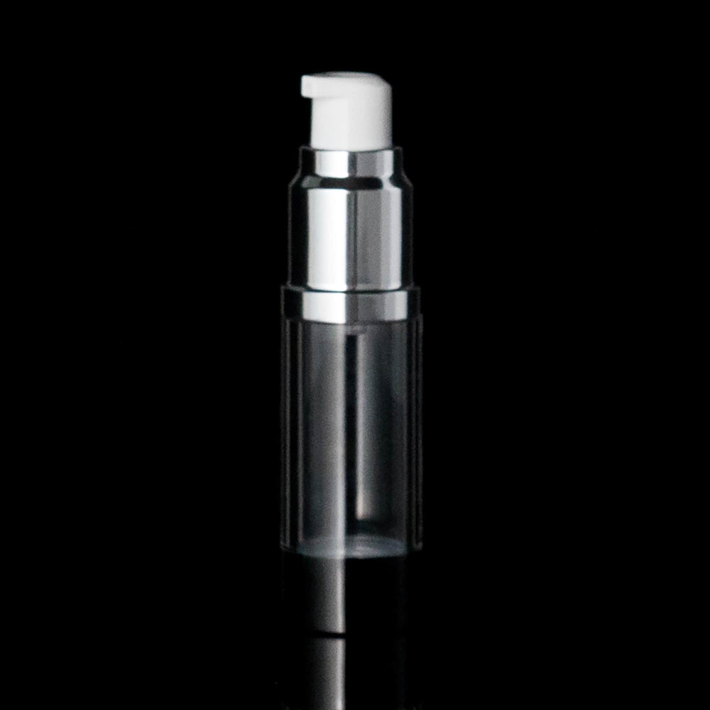 Luxe 15 ML Airless Bottle Glossy Black with Clear Bottle - Cosmetic Packaging Now