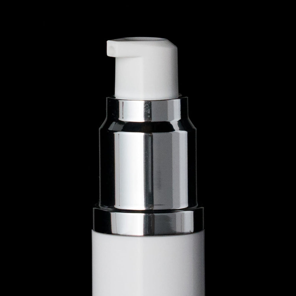 Luxe 15 ML Airless Bottle Glossy Black with White Bottle - Cosmetic Packaging Now