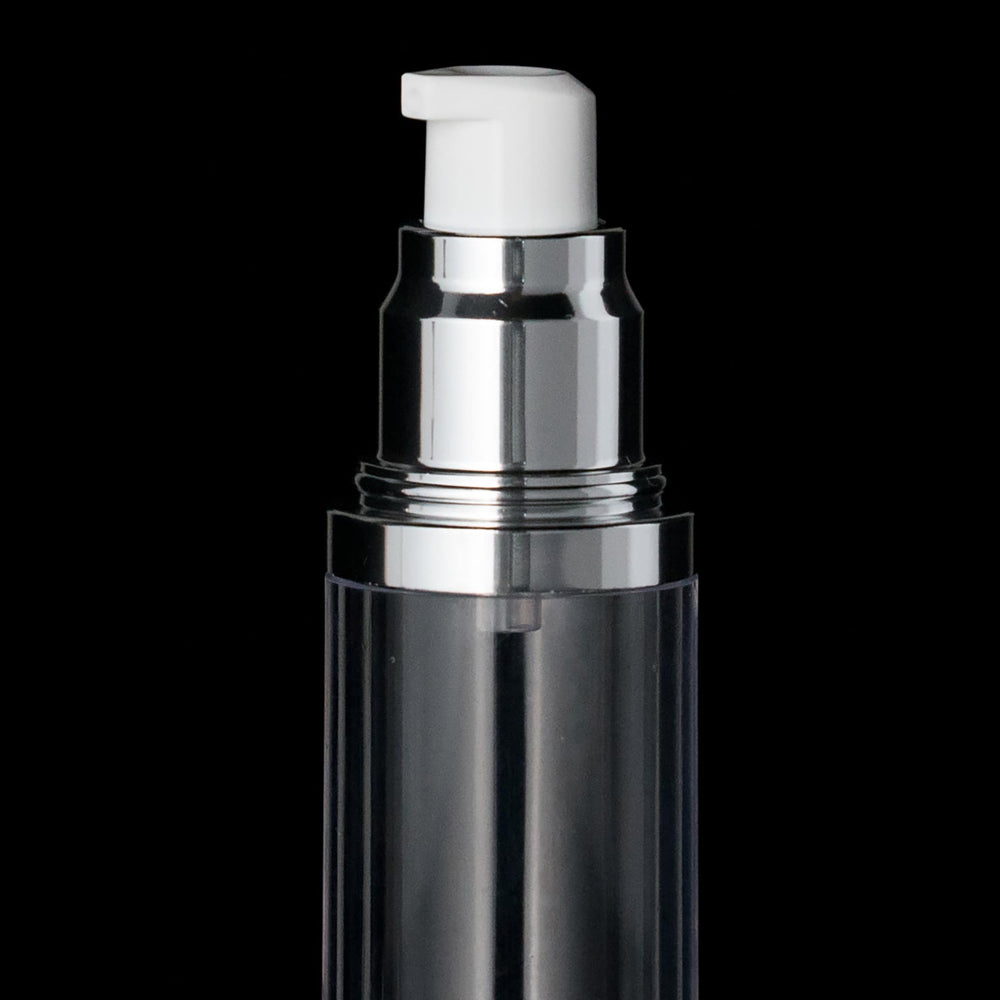 Luxe 30 ML Airless Bottle Glossy Black with Clear Bottle - Cosmetic Packaging Now