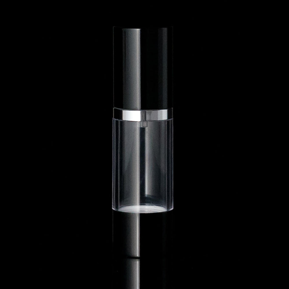 Luxe 30 ML Airless Bottle Glossy Black with Clear Bottle - Cosmetic Packaging Now