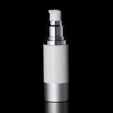 Luxe 30 ML Airless Bottle Matte Silver with White Bottle - Cosmetic Packaging Now