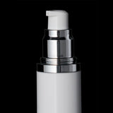 Luxe 30 ML Airless Bottle Matte Silver with White Bottle - Cosmetic Packaging Now