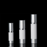 Luxe 30 ML Airless Bottle Matte Silver with White Bottle - Cosmetic Packaging Now