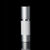 Luxe 30 ML Airless Bottle Matte Silver with White Bottle - Cosmetic Packaging Now