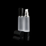 Luxe 50 ML Airless Bottle Glossy Black with Frosted Bottle - Cosmetic Packaging Now