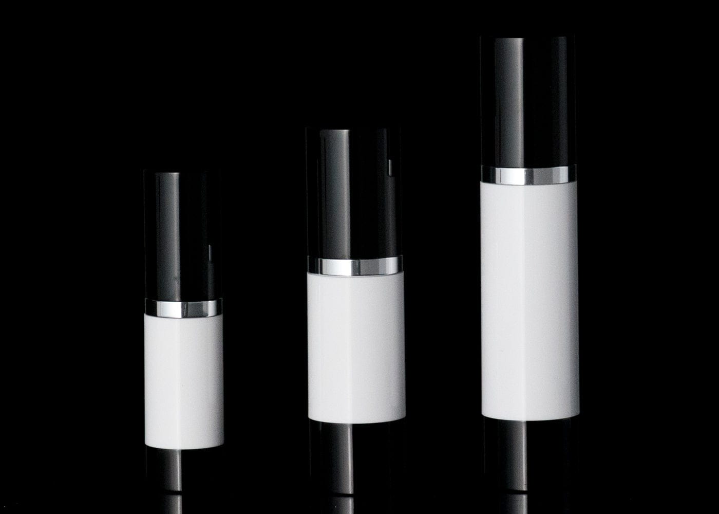 Luxe 50 ML Airless Bottle Glossy Black with White Bottle