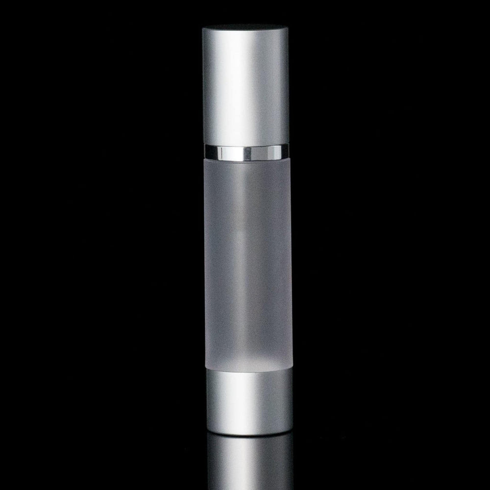 Luxe 50 ML Airless Bottle Matte Silver with Frosted Bottle - Cosmetic Packaging Now