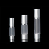 Luxe 50 ML Airless Bottle Matte Silver with Frosted Bottle - Cosmetic Packaging Now