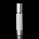 Luxe 50 ML Airless Bottle Matte Silver with White Bottle - Cosmetic Packaging Now