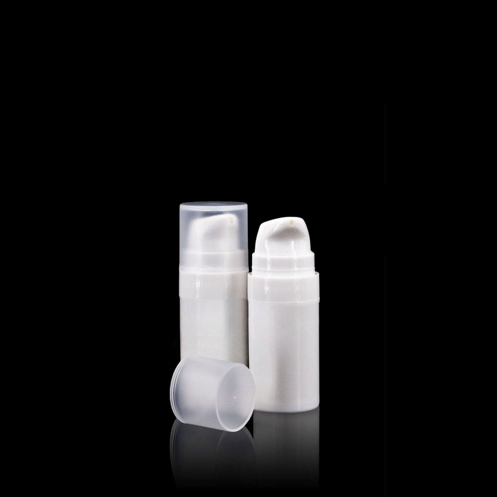 Pure 10 ML White PP Airless Bottle with Frosted Cap - Cosmetic Packaging Now