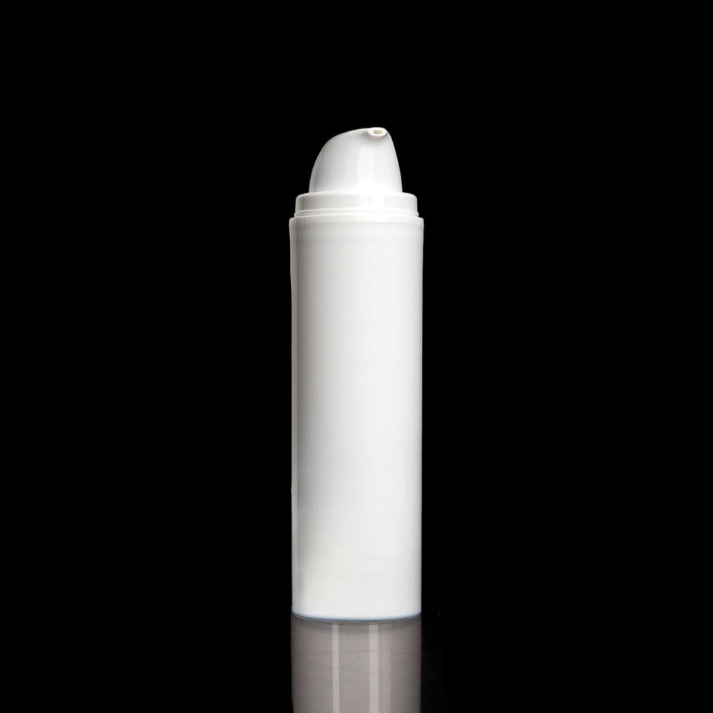 Pure 100 ML White PP Airless Bottle with Frosted Cap - Cosmetic Packaging Now