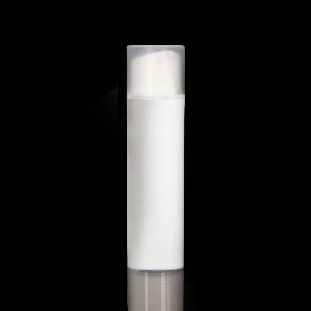 Pure 100 ML White PP Airless Bottle with Frosted Cap - Cosmetic Packaging Now