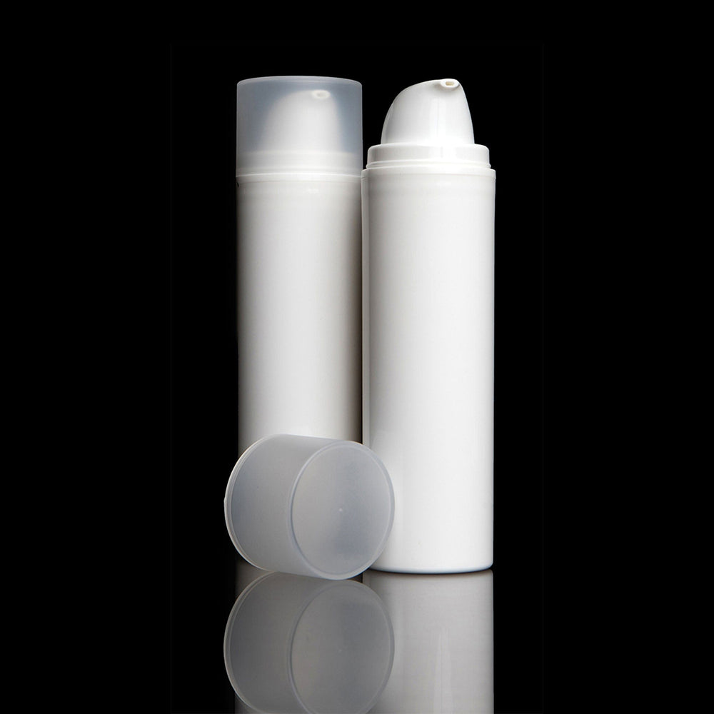 Pure 150 ML White PP Airless Bottle with Frosted Cap - Cosmetic Packaging Now