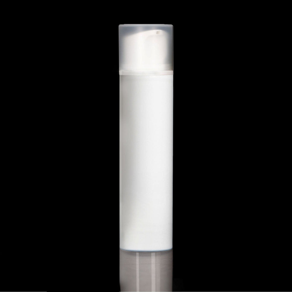 Pure 150 ML White PP Airless Bottle with Frosted Cap - Cosmetic Packaging Now