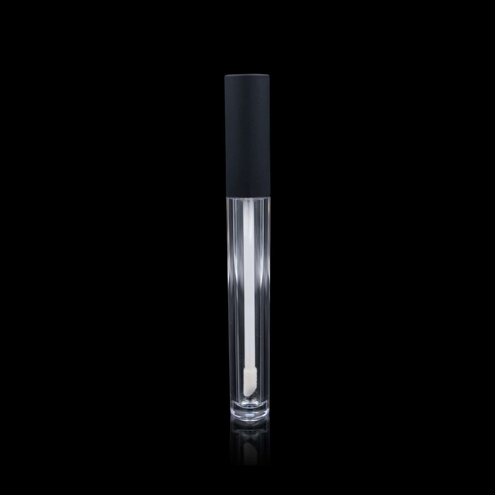 Vibe Lip Gloss Container Matte Black Cap with Clear Bottle - Cosmetic Packaging Now